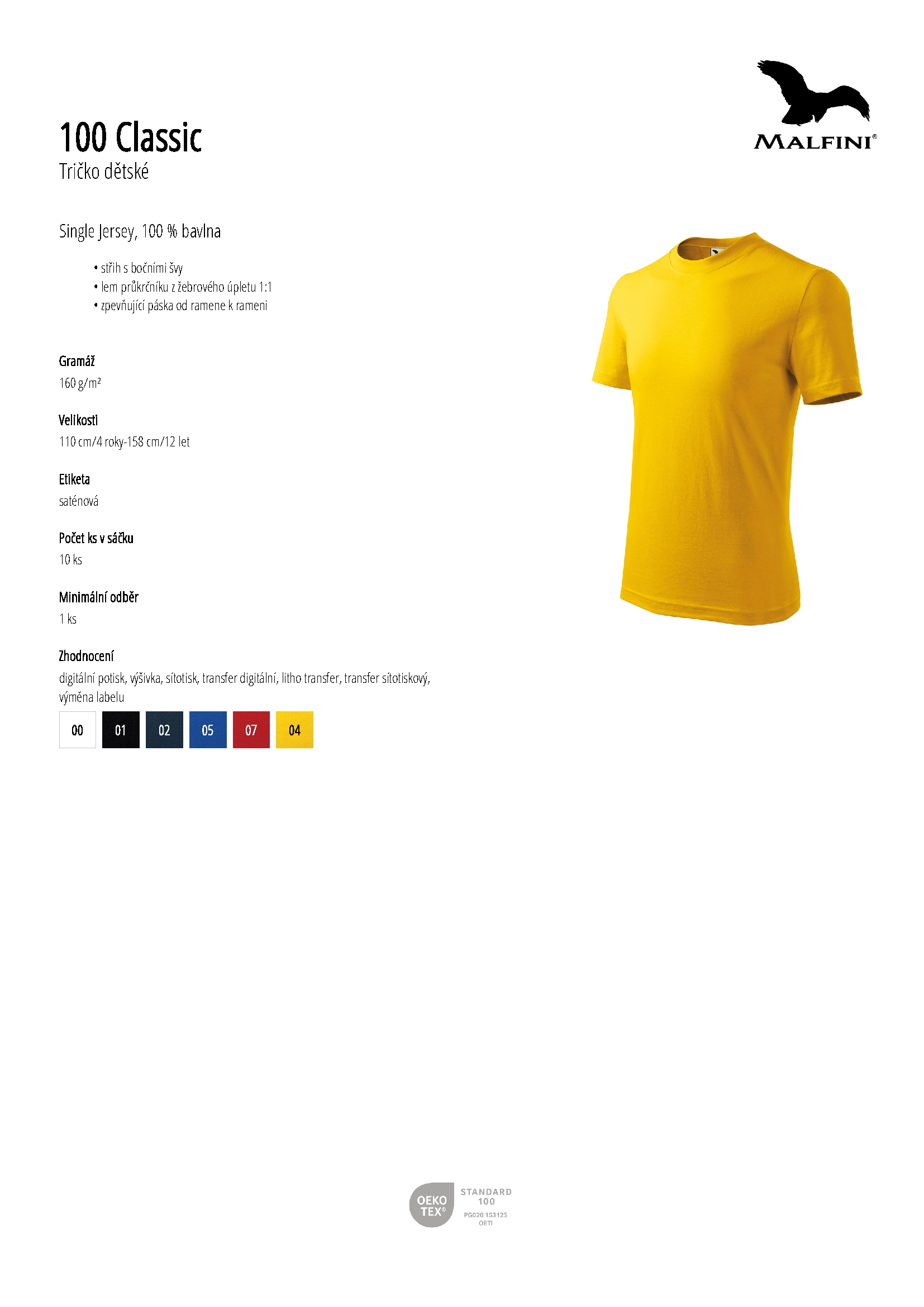 Karta produktu Tričko dětské Classic 100 černá