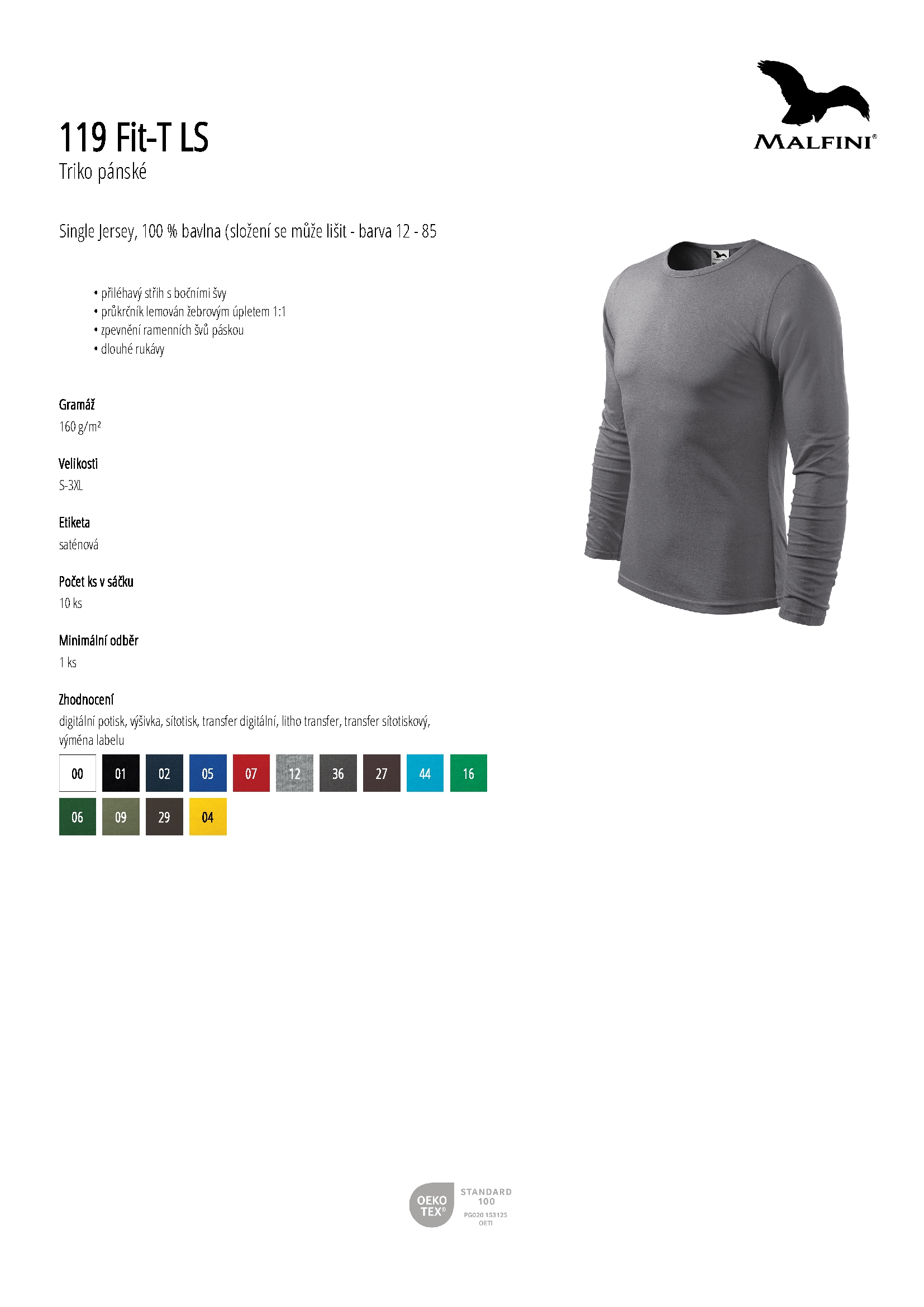 Karta produktu Triko pánské Fit-T LS 119 bílá