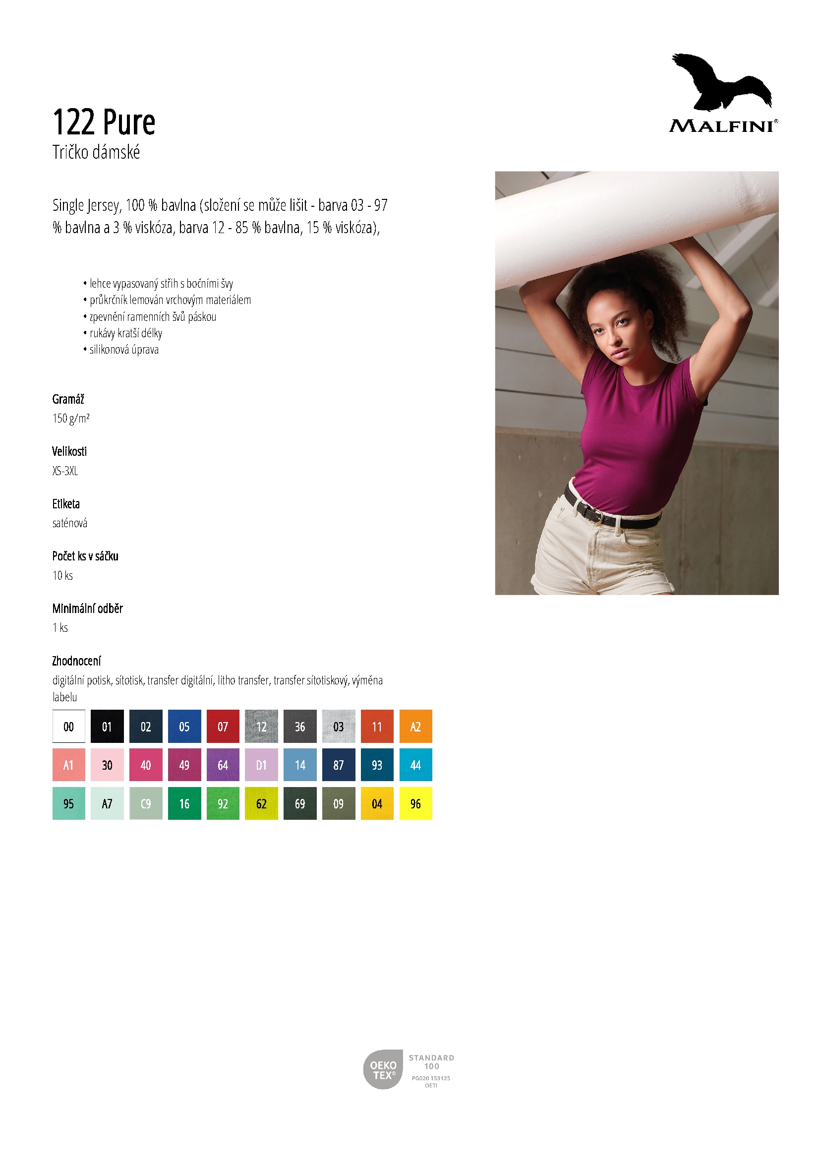 Karta produktu Tričko dámské Pure 122 bílá