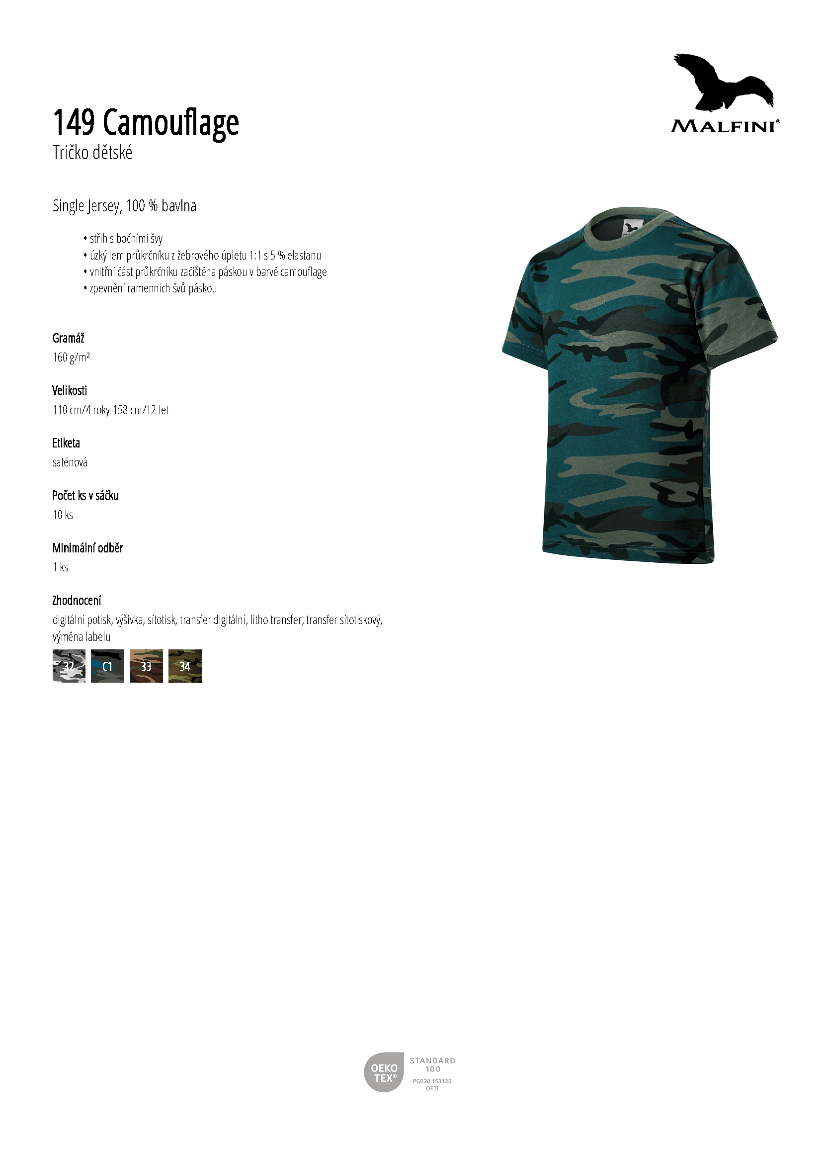 Karta produktu Tričko dětské Camouflage 149 camouflage gray