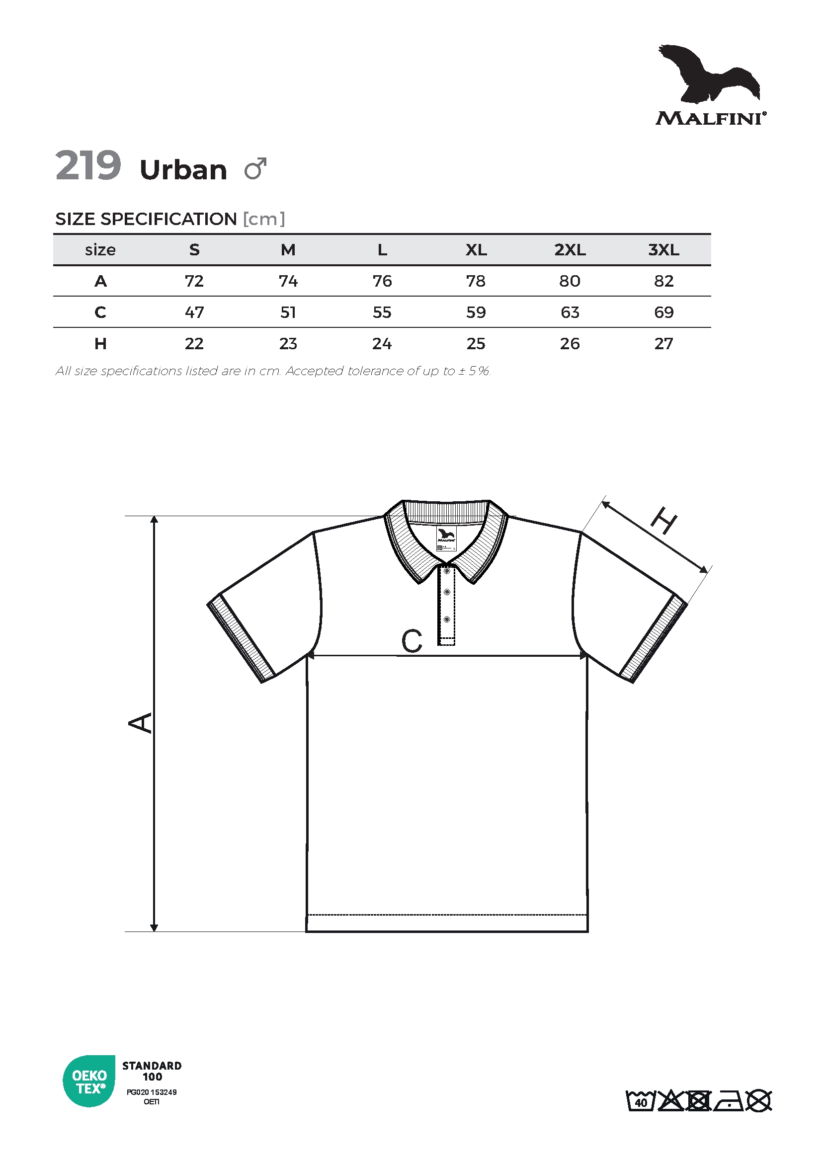 Tabulka velikostí produktu Polokošile pánská Urban 219 bílá