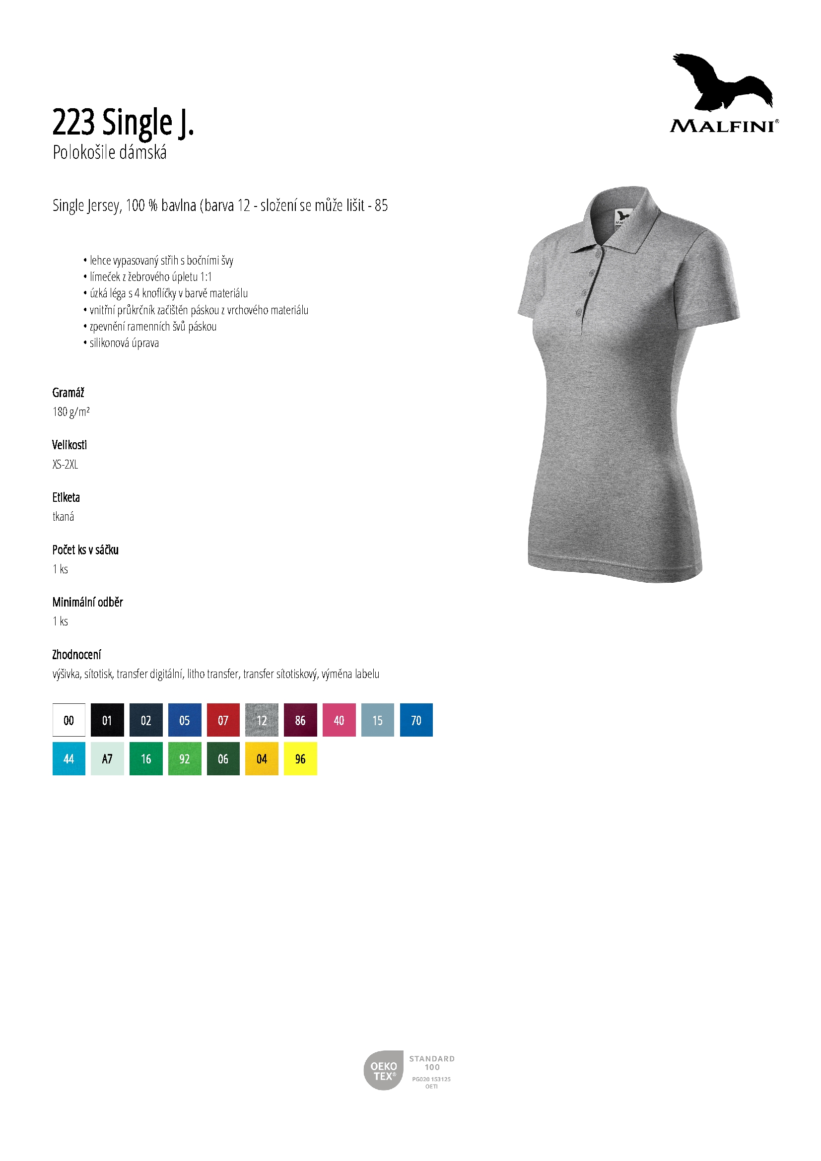 Karta produktu Polokošile dámská Single J. 223 bílá