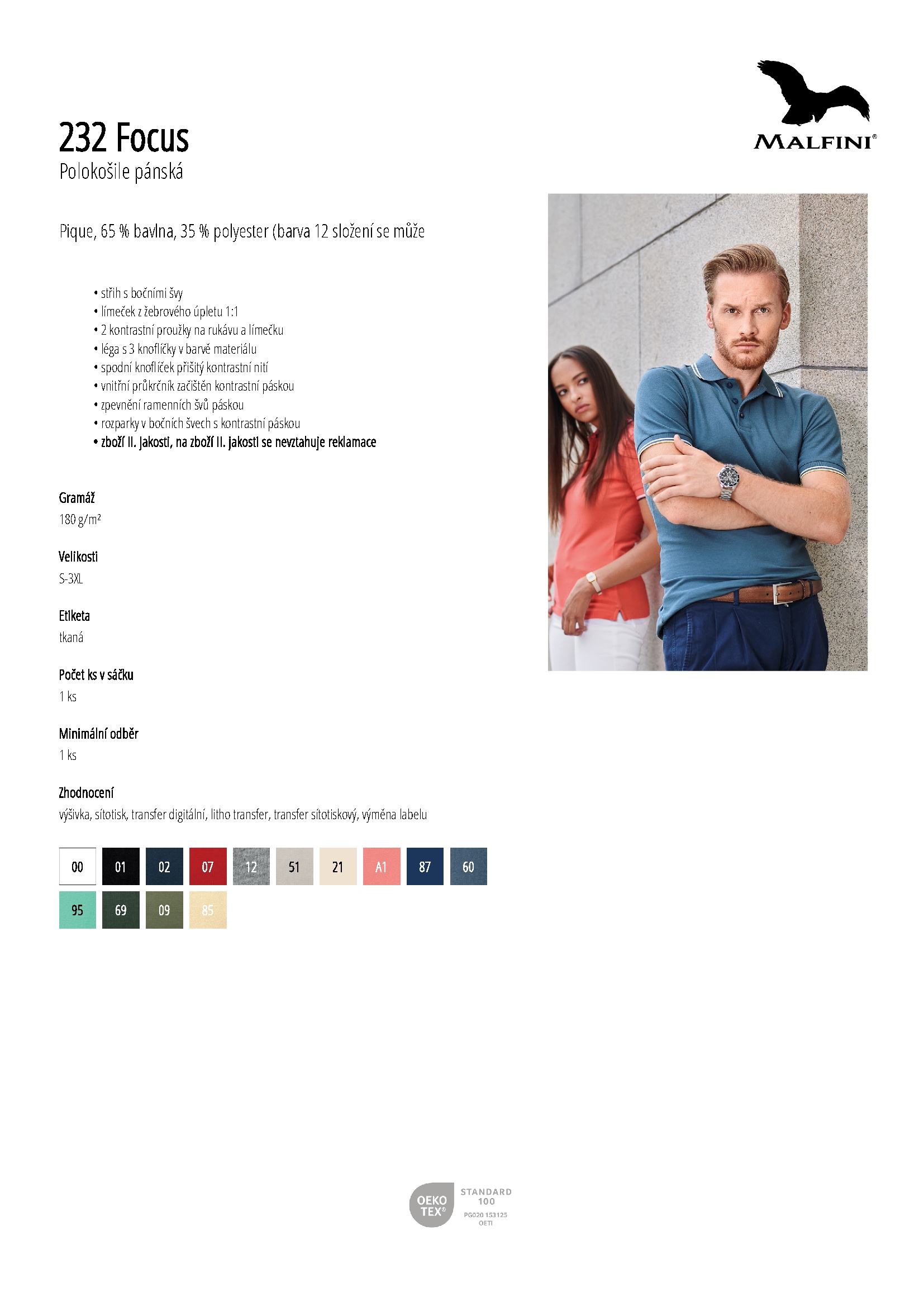 Karta produktu Polokošile pánská Focus 232 námořní modrá