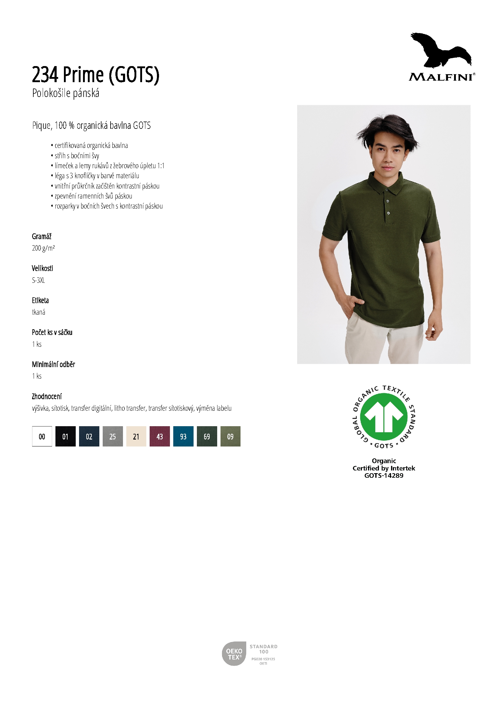 Karta produktu Polokošile pánská Prime (GOTS) 234 fuchsiová