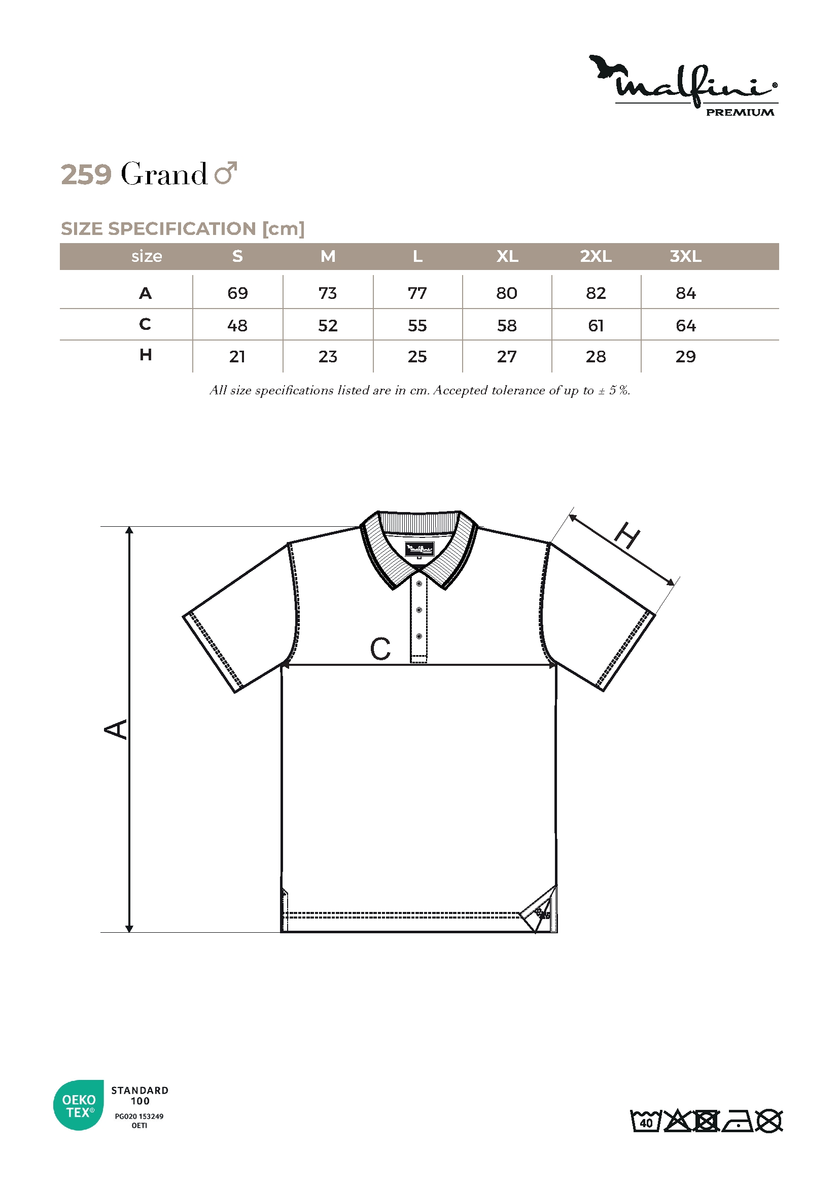 Tabulka velikostí produktu Polokošile pánská Grand 259 bílá