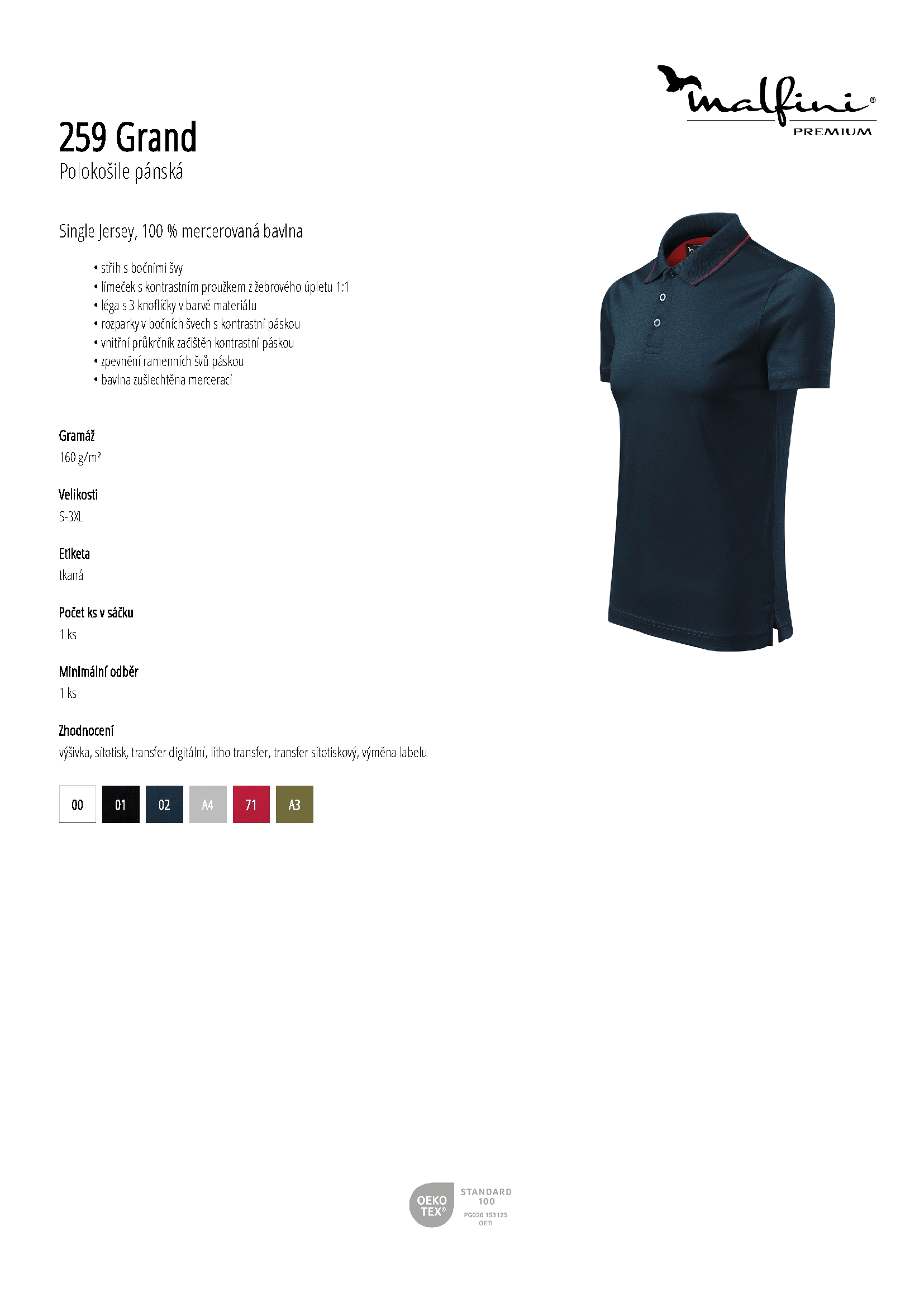 Karta produktu Polokošile pánská Grand 259 bílá