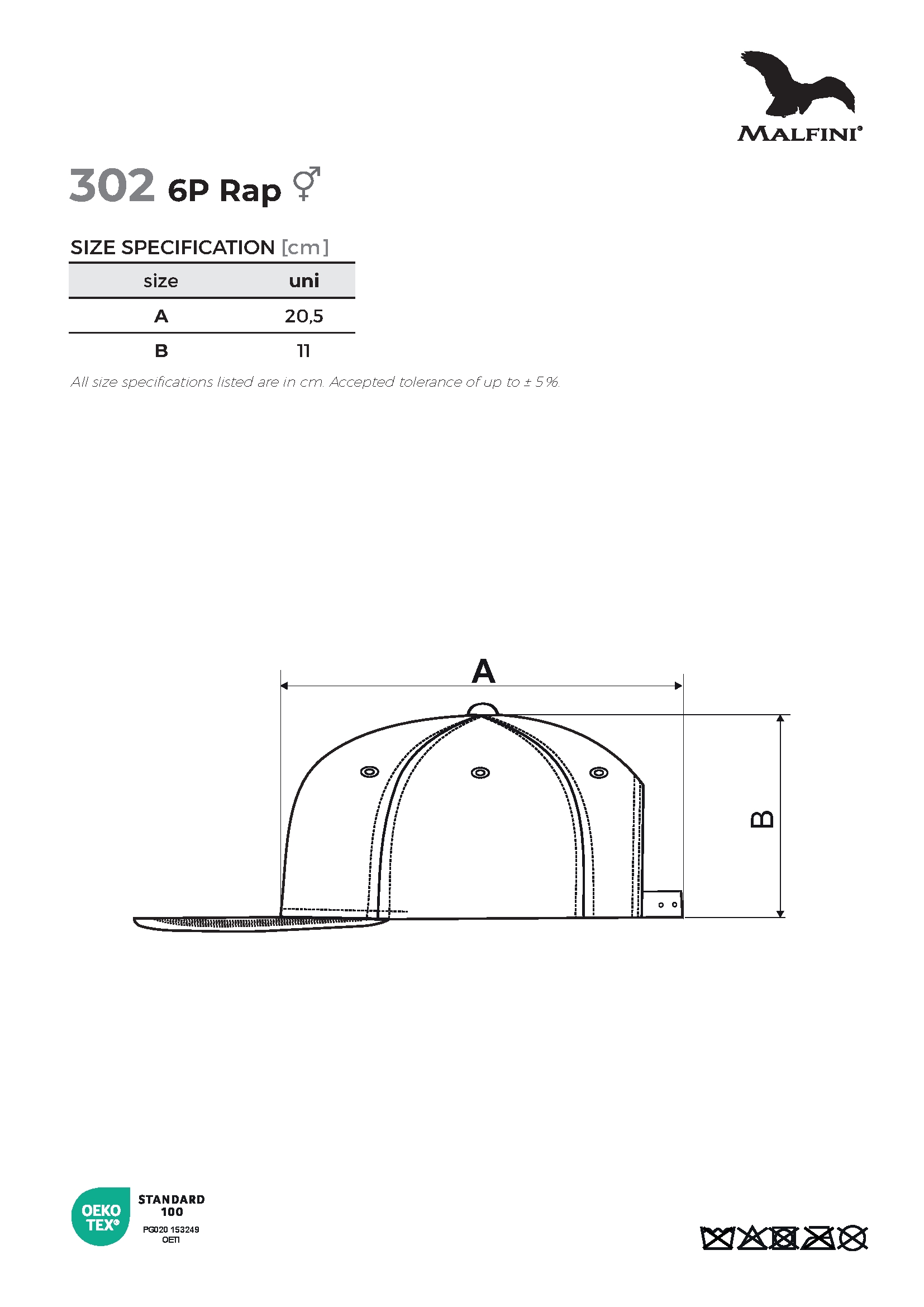 Tabulka velikostí produktu Čepice unisex Rap 6P 302 lahvově zelená