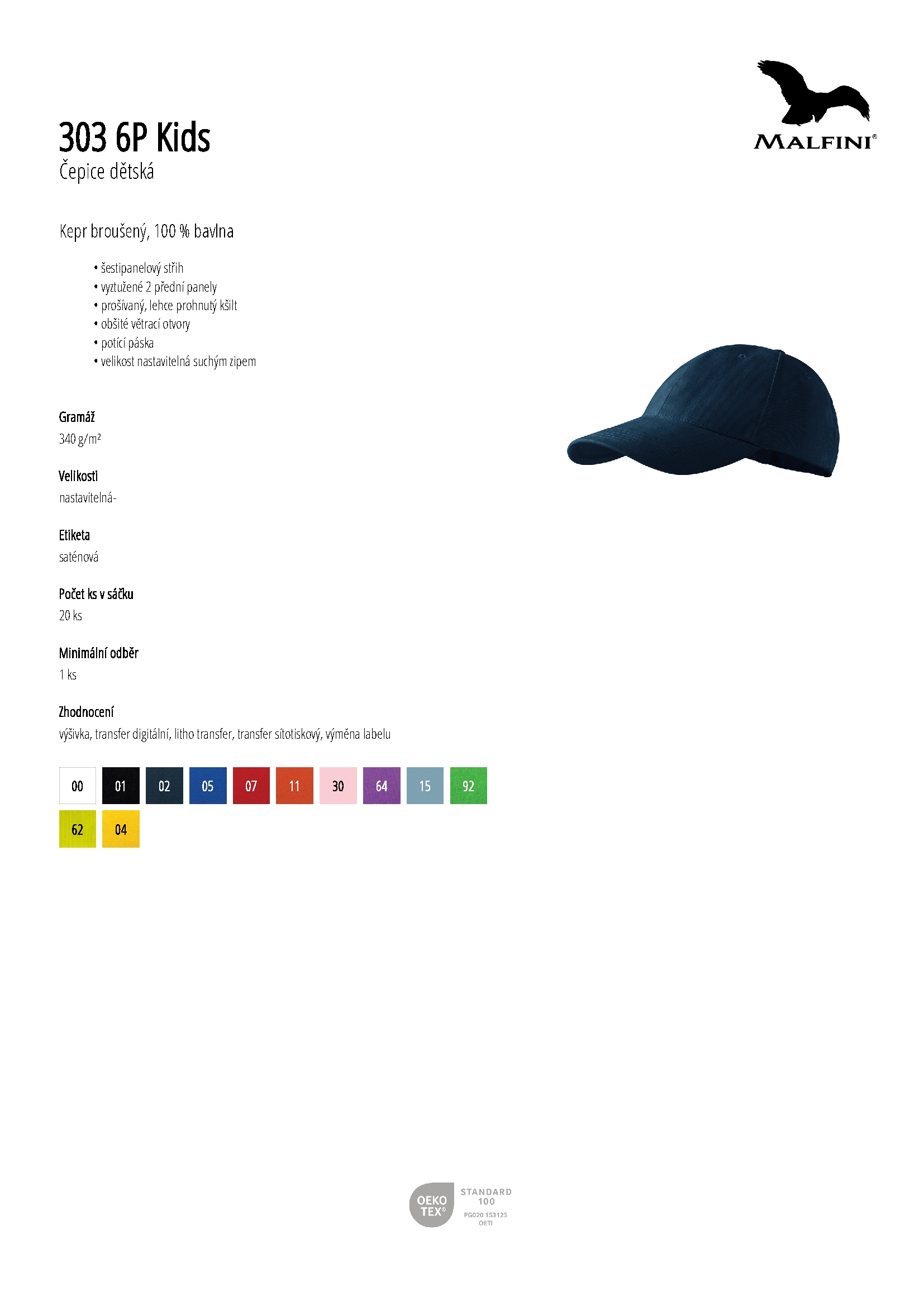 Karta produktu Čepice dětská 6P Kids 303 bílá