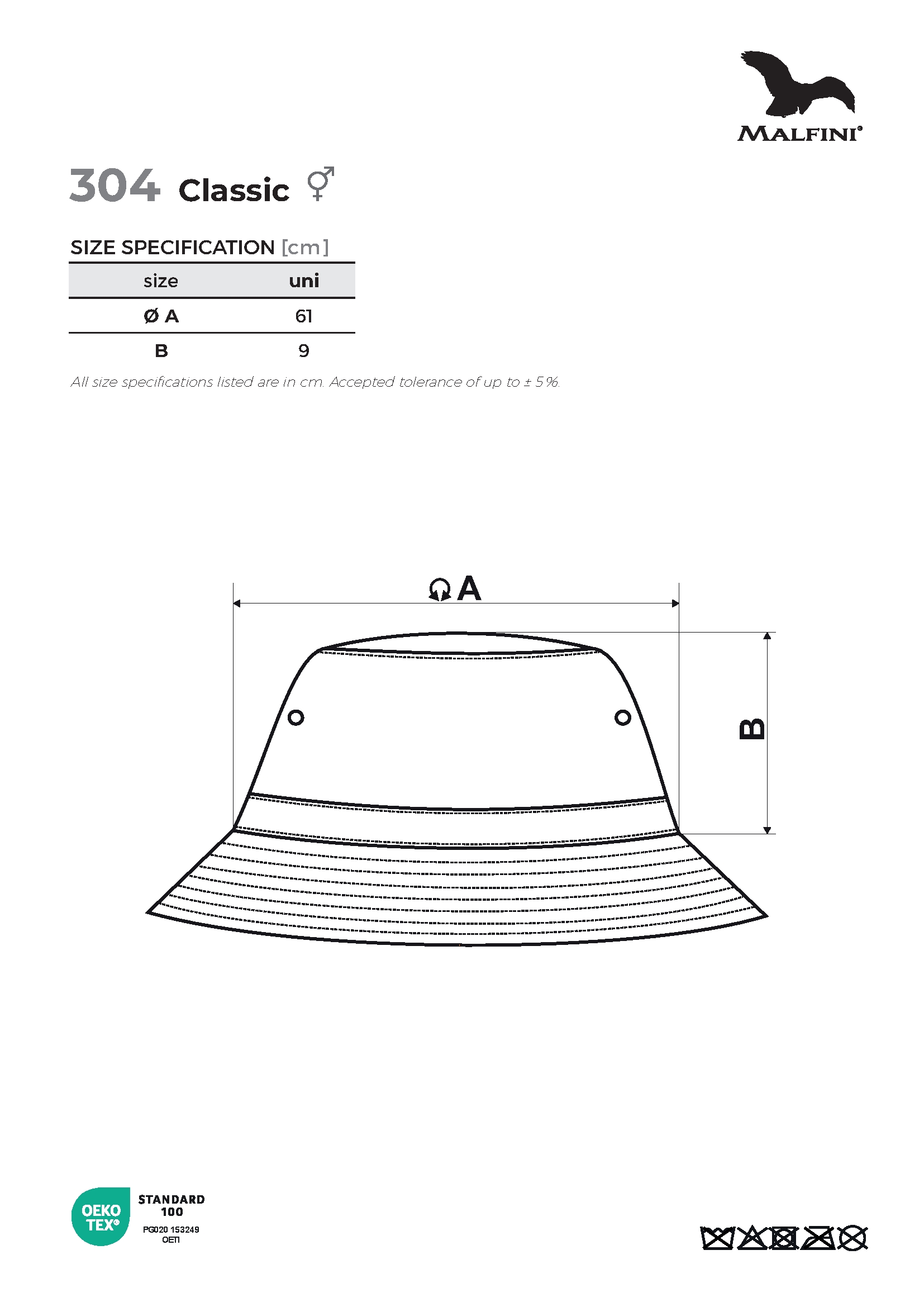 Tabulka velikostí produktu Klobouček unisex Classic 304 lahvově zelená
