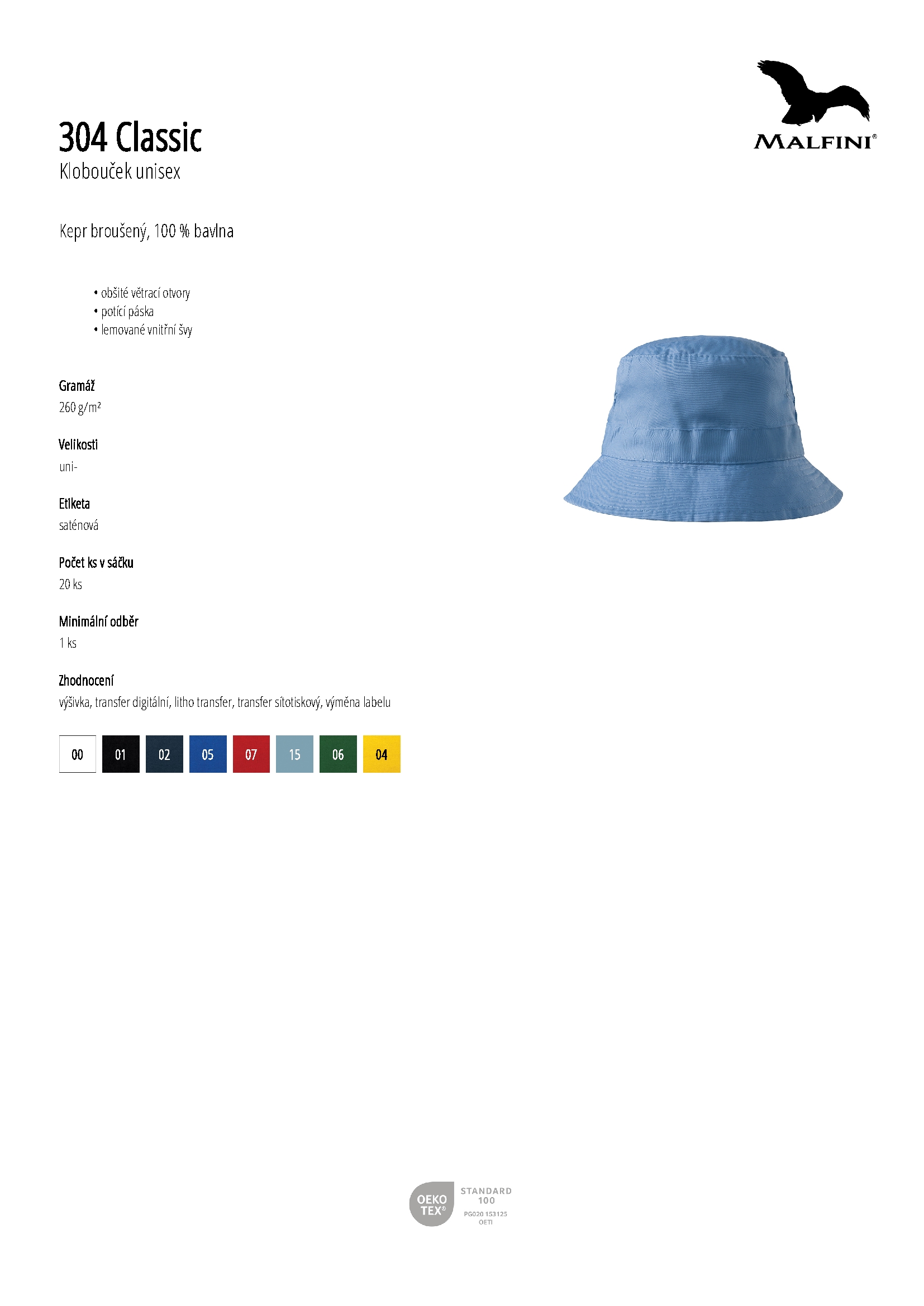 Karta produktu Klobouček unisex Classic 304 lahvově zelená