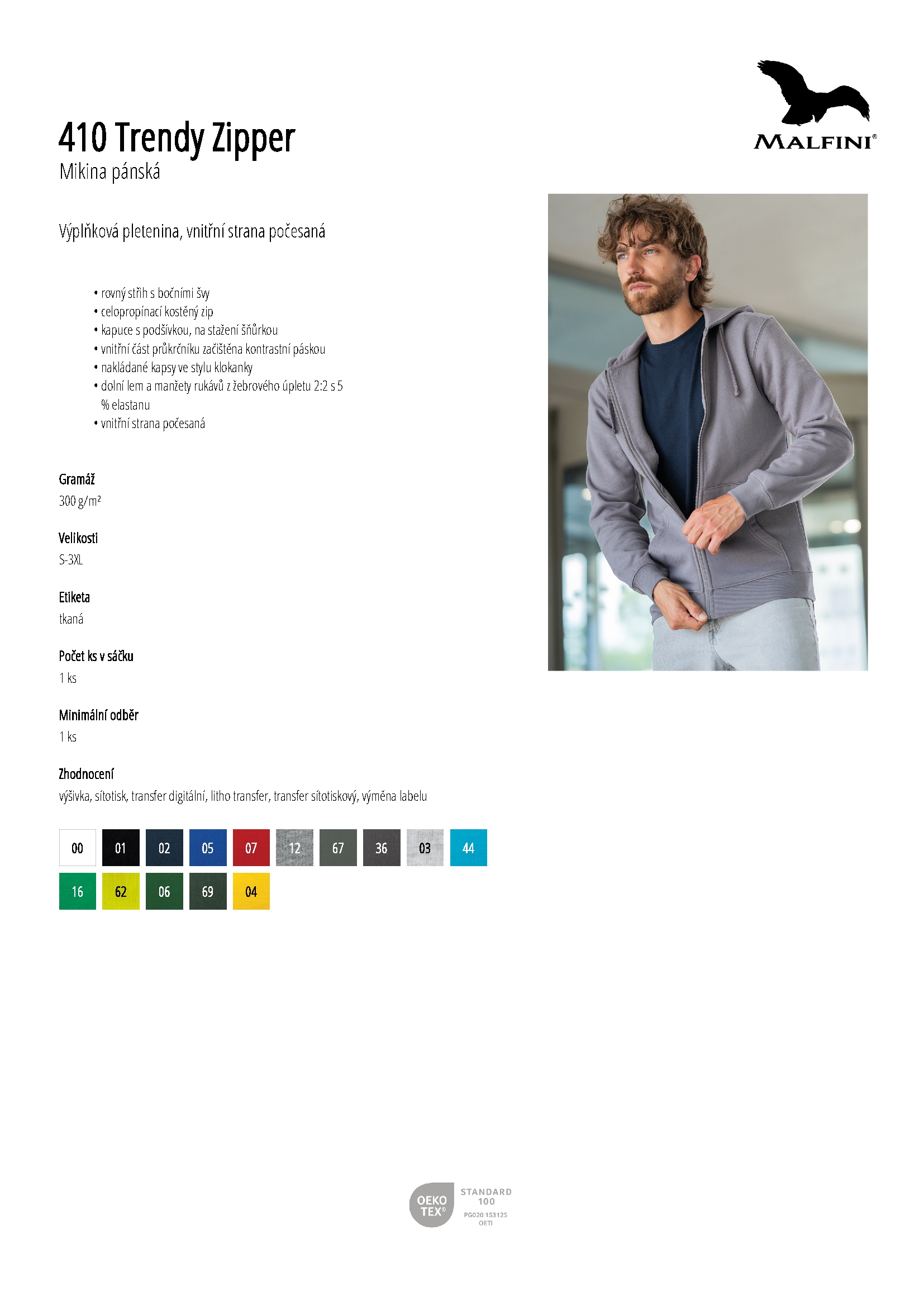 Karta produktu Mikina pánská Trendy Zipper 410 bílá