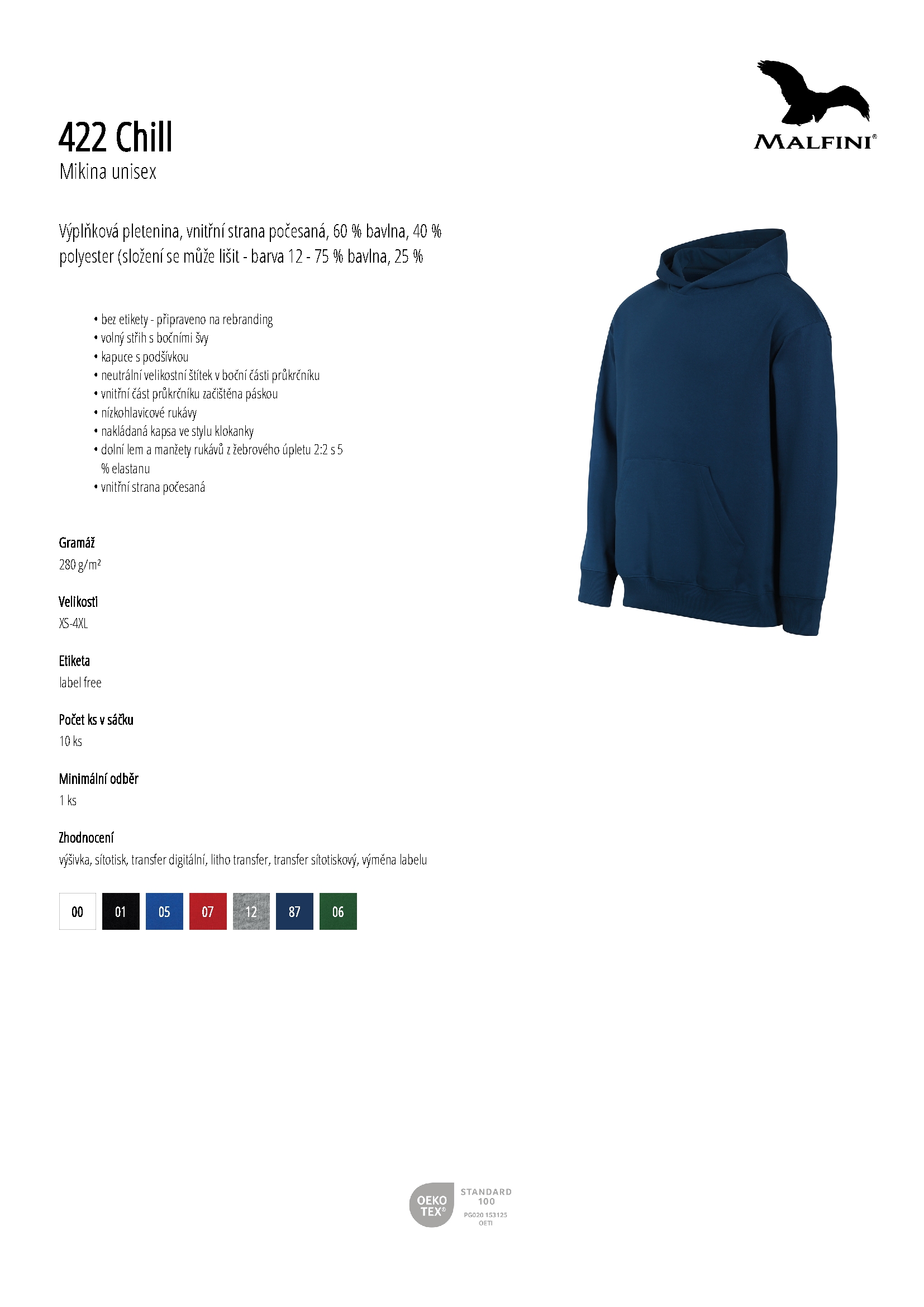 Karta produktu Mikina unisex Chill 422 černá