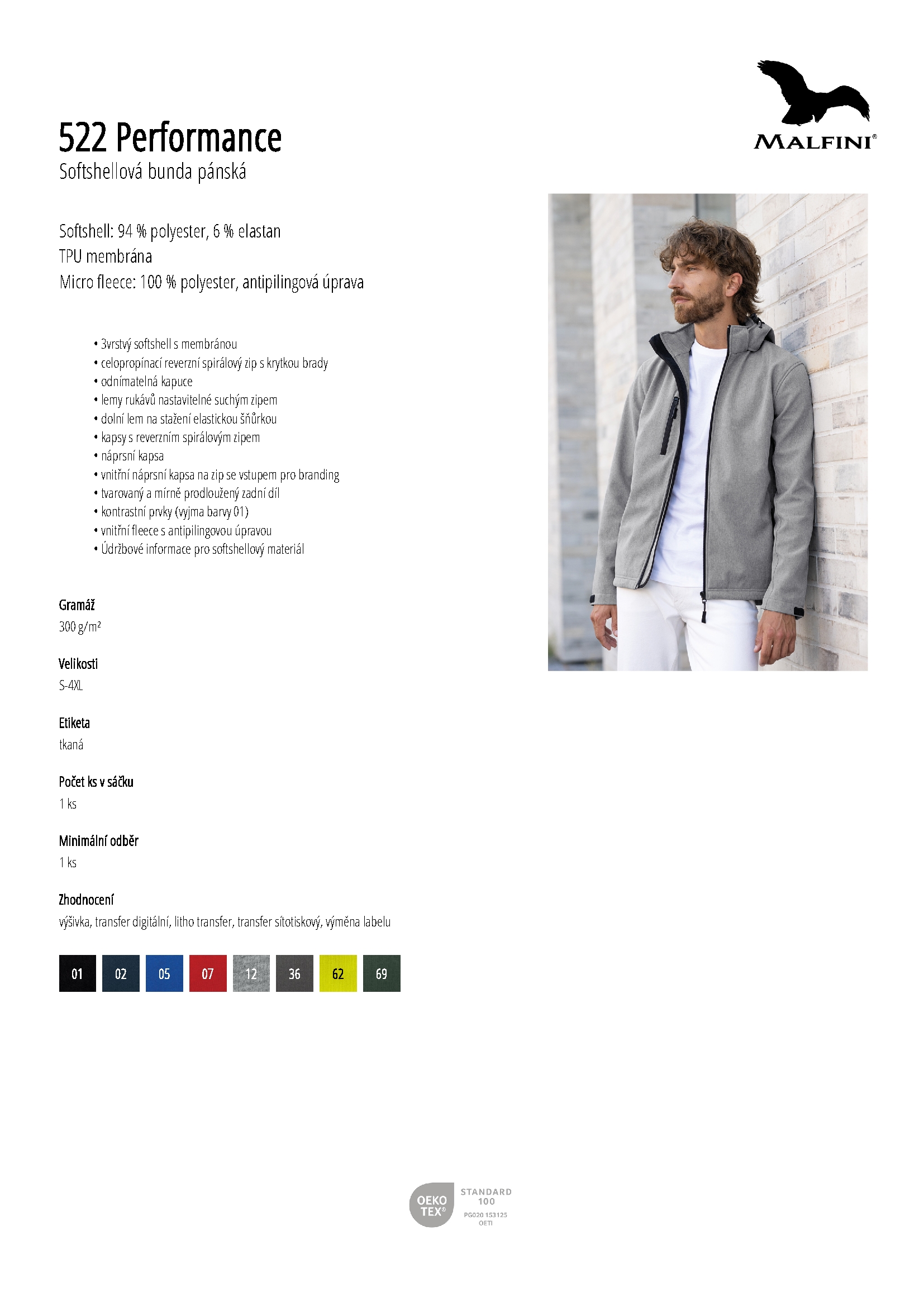 Karta produktu Softshellová bunda pánská Performance 522 černá