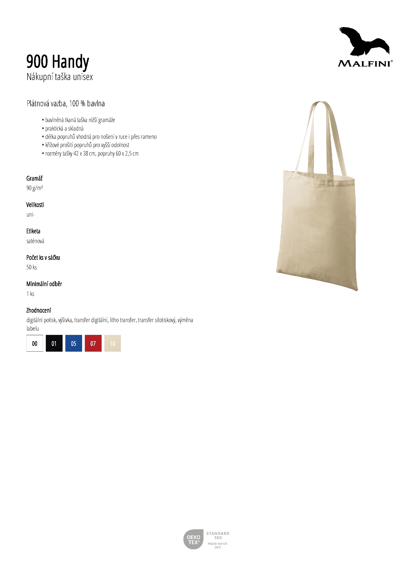 Karta produktu Nákupní taška unisex Handy 900 bílá