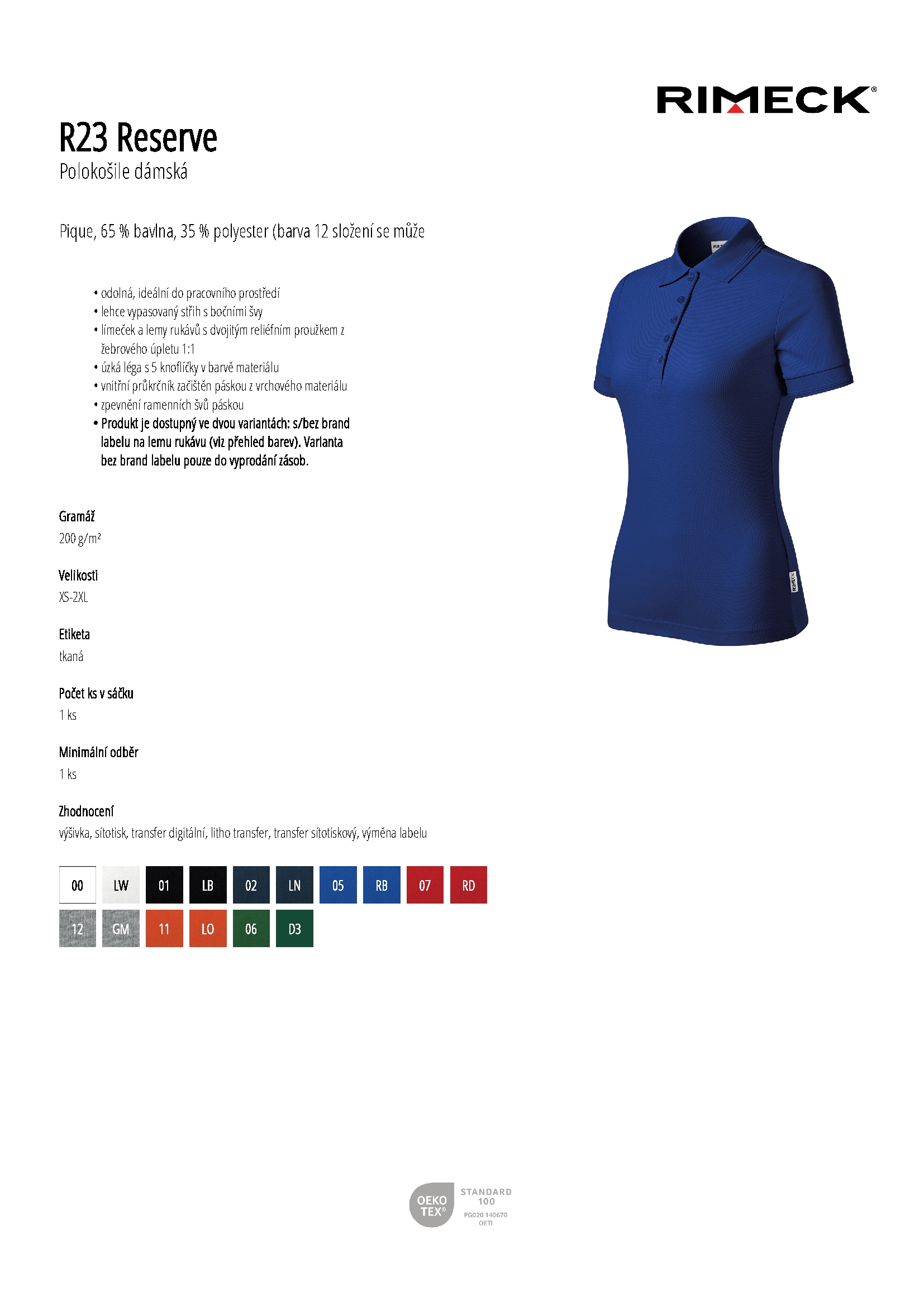 Karta produktu Polokošile dámská Reserve R23 lahvově zelená